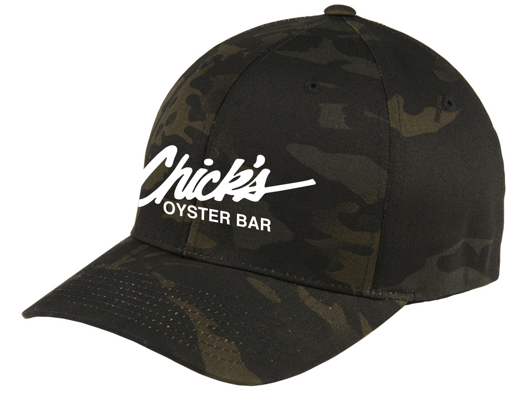 Chick\'s Traditional Hat Logo Flexfit Camo chicks-oyster-bar –