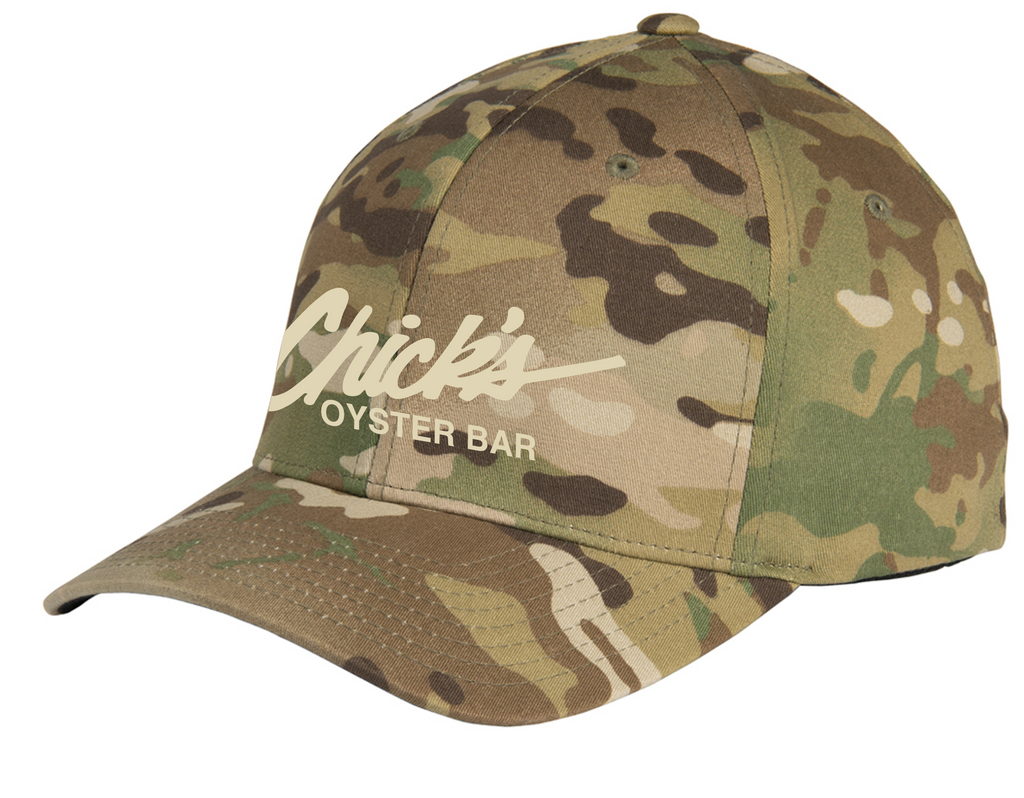 Chick\'s Traditional Logo Hat Flexfit – Camo chicks-oyster-bar